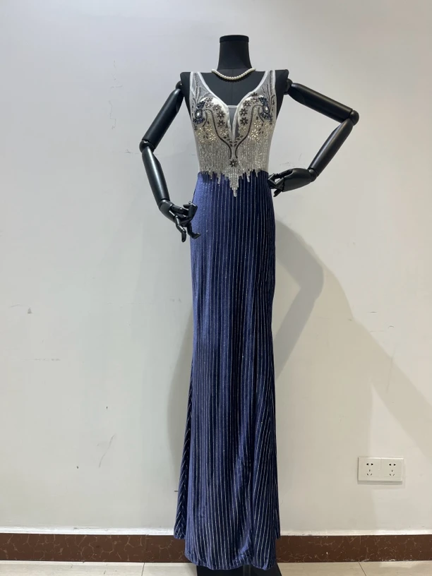 113211-C-1-3-4 礼服轻奢时尚长款宴会晚礼服优雅修身显瘦连衣裙