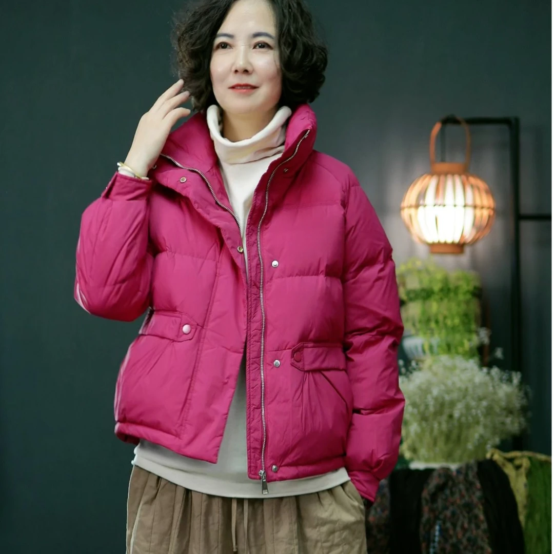 口袋束折拉链时尚休闲潮流j加厚新国标90白鸭绒下面包羽绒服百搭