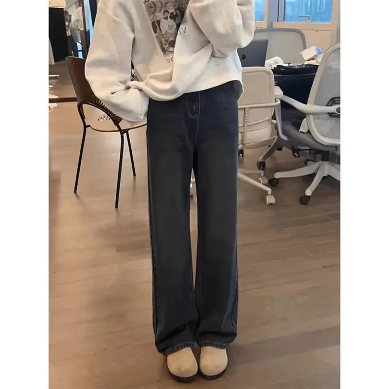 窄版直筒牛仔裤大码女胖mm显瘦长裤秋冬2024梨形身材裤子潮