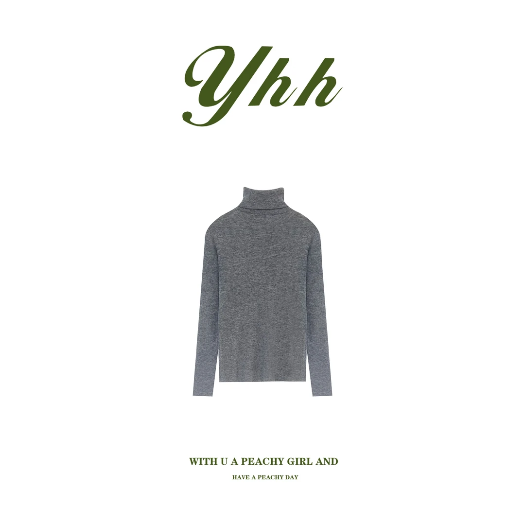 【YHH】冬季简约韩系休闲半高领打底针织衫-YHW4813