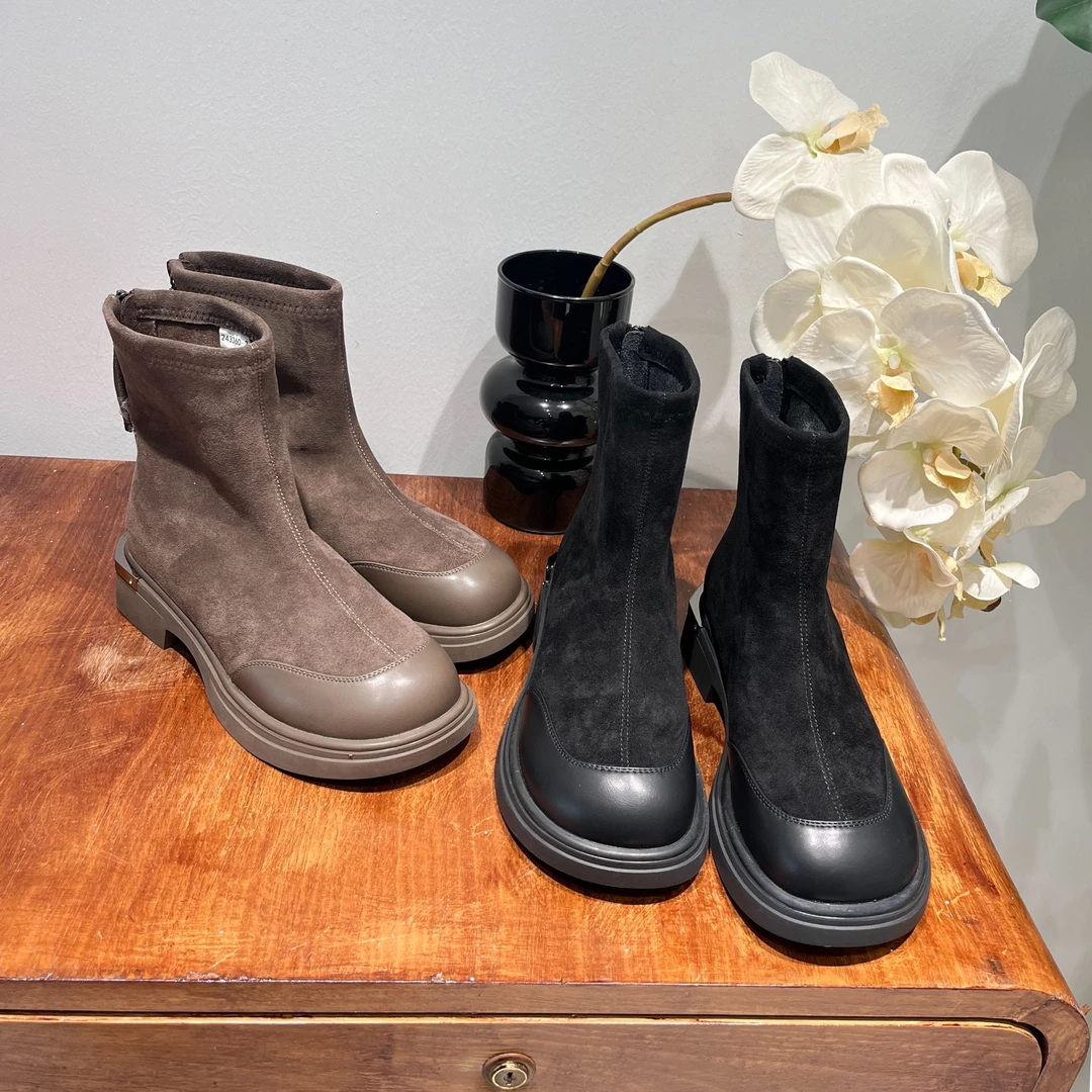 【YHH】冬季时尚加绒后拉链小短靴-YHX4114