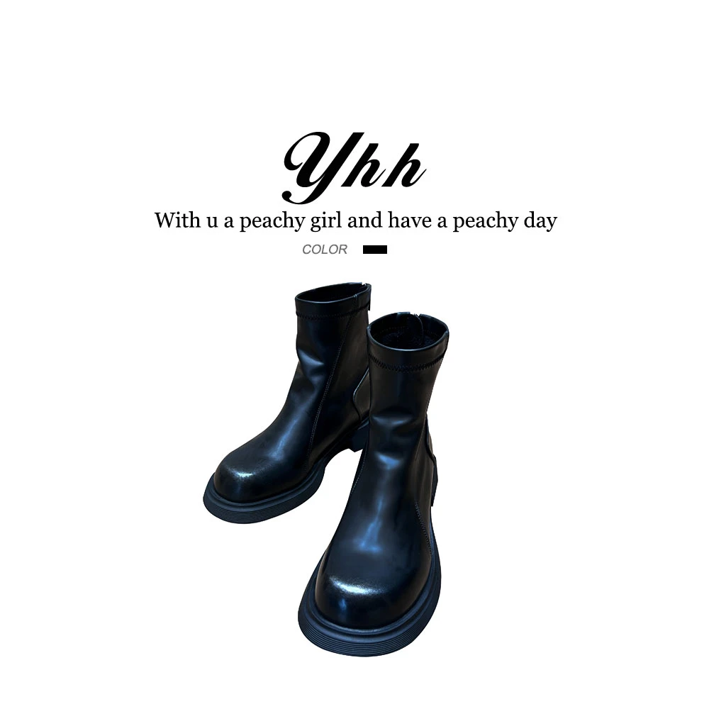 【YHH】秋季时尚百搭粗跟方头女靴-YHX024