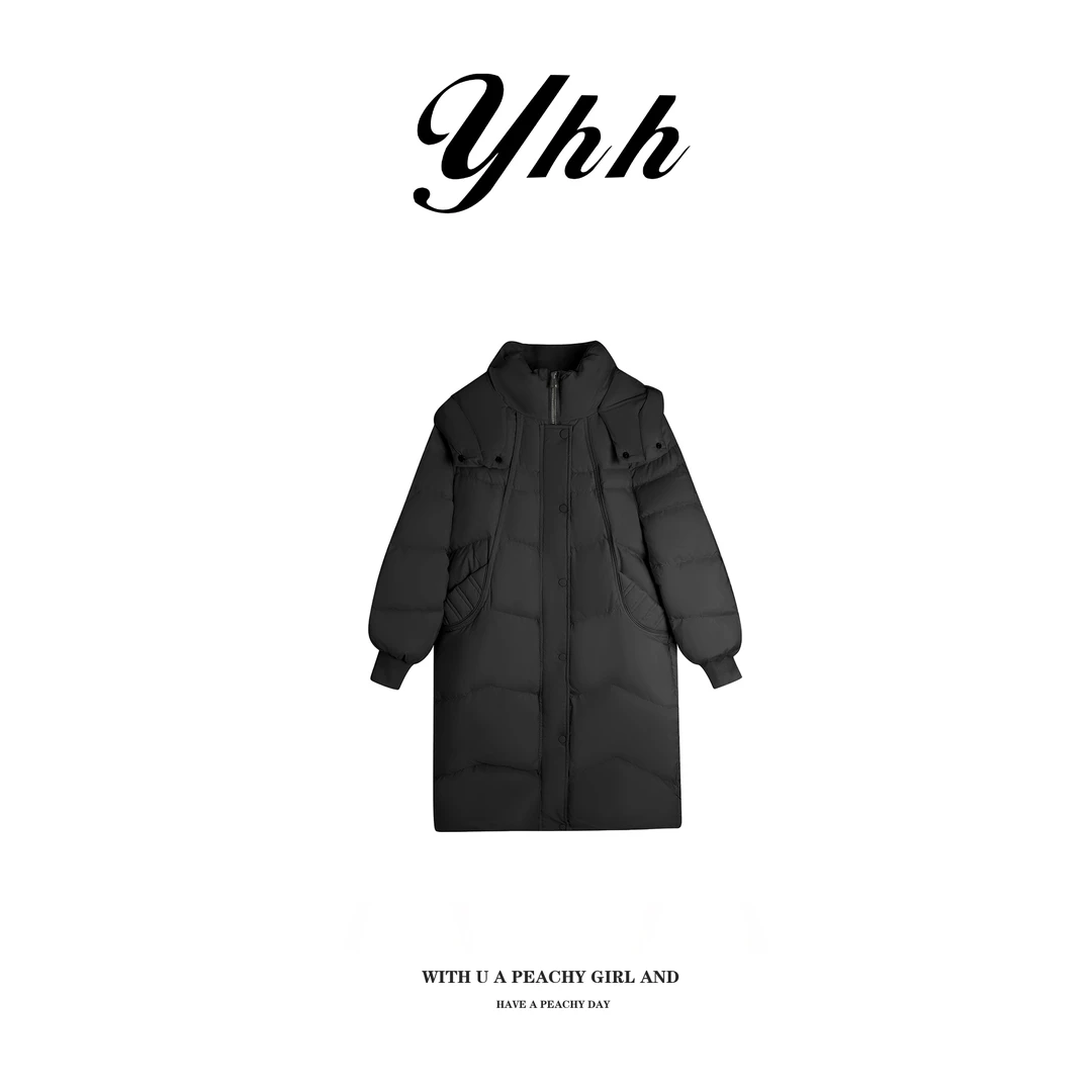 【YHH】冬季时尚连帽中长款羽绒服-YHW4913