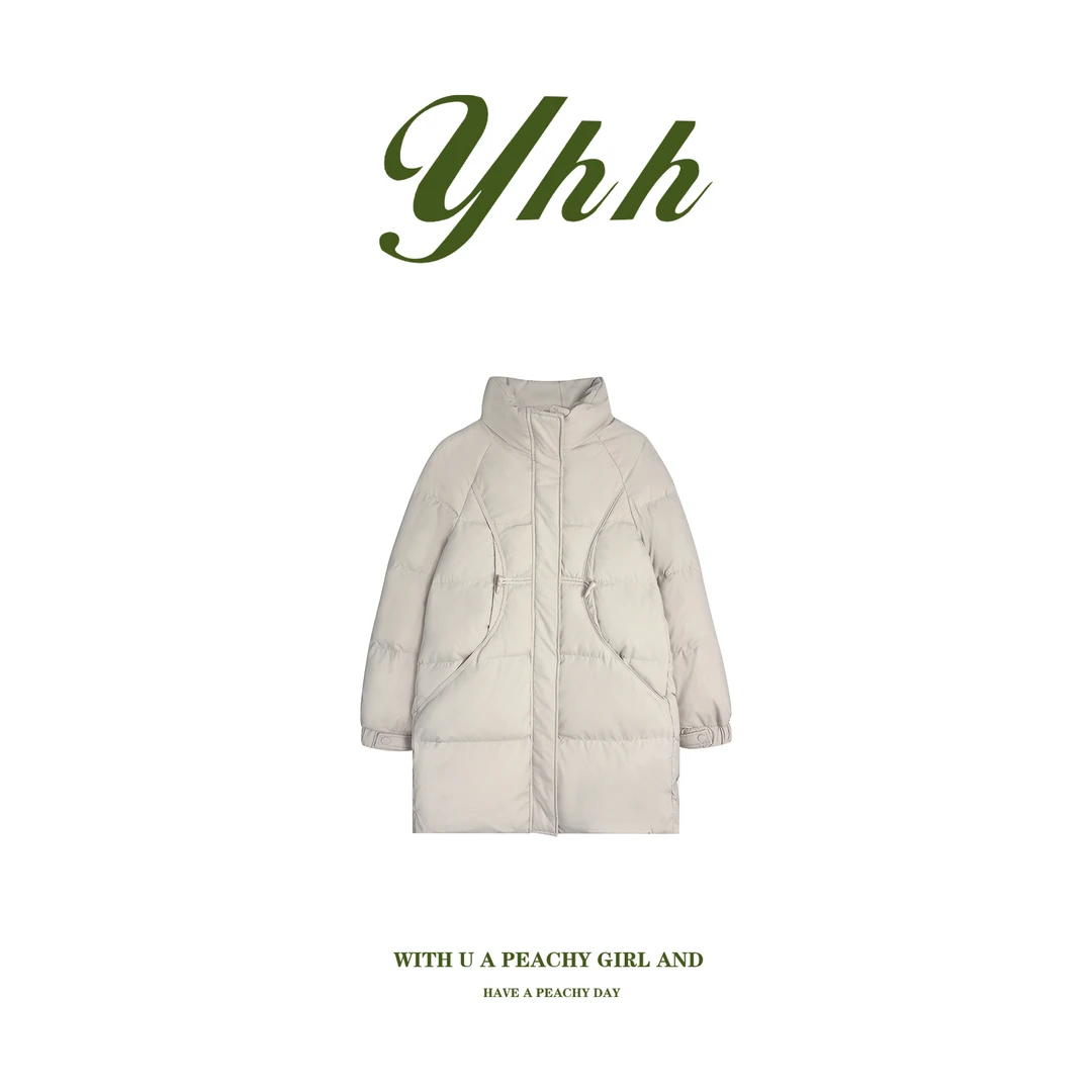 【YHH】冬季气质简约立领中长款羽绒服-YHW5023