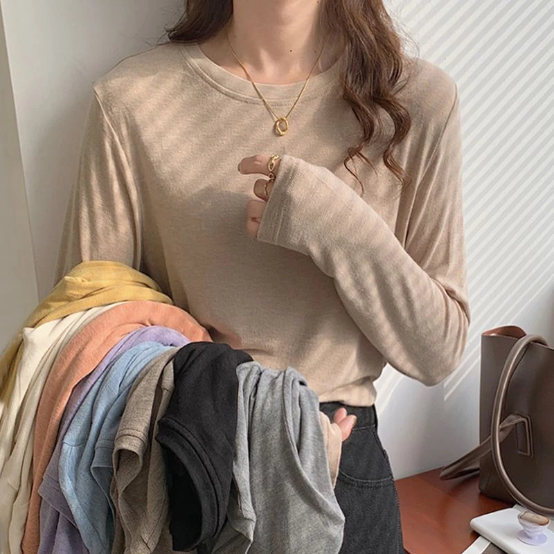 软糯亲肤早秋打底衫薄款秋装内搭宽松减龄洋气ins小衫上衣女