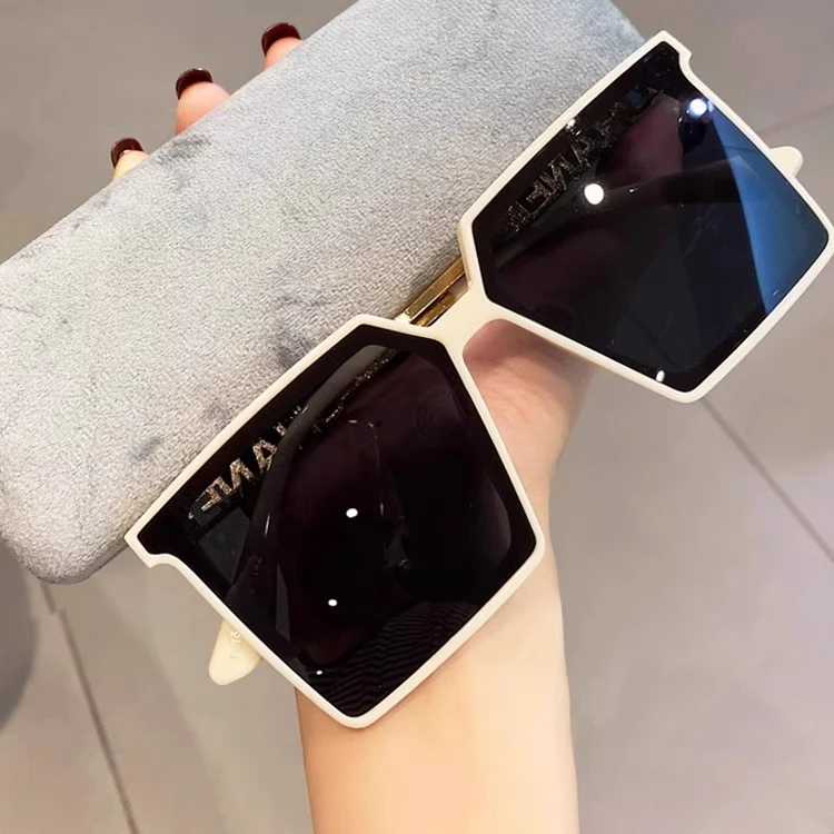奢华Coop Koop 网红方形米色太阳镜女防紫外线遮阳墨镜男个性眼镜