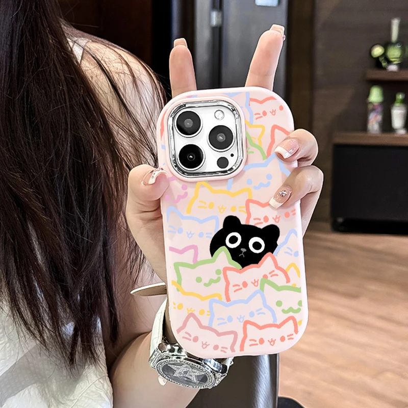 满屏小猫适用苹果iPhone16Promax小众15苹果14Pro小胖妹手机壳