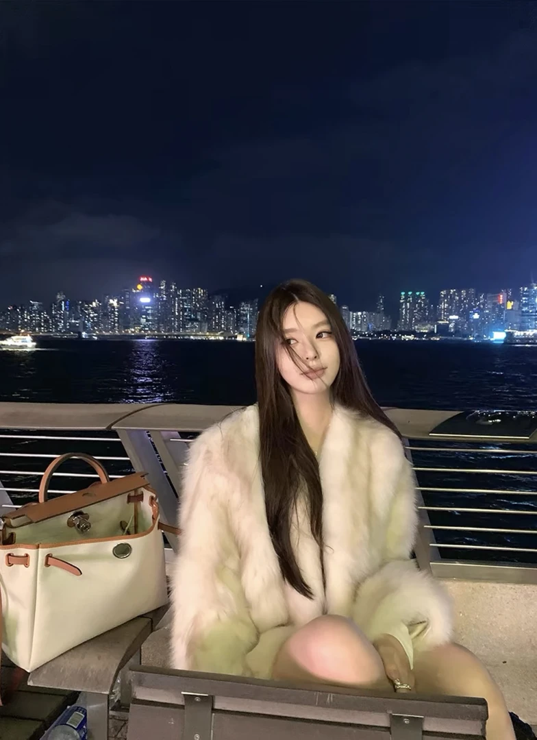 双色米棕整皮狐狸毛短款浴袍领皮草外套洋气百搭大衣