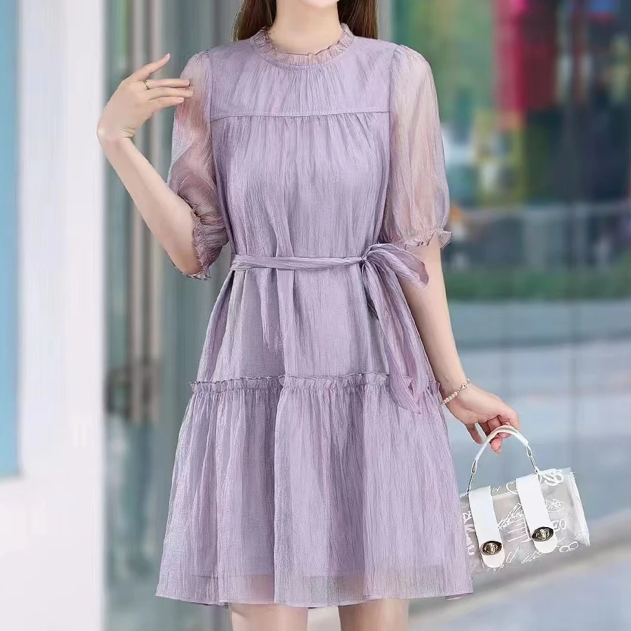 2025夏季新款时尚气质遮肚显瘦休闲连衣裙女清凉