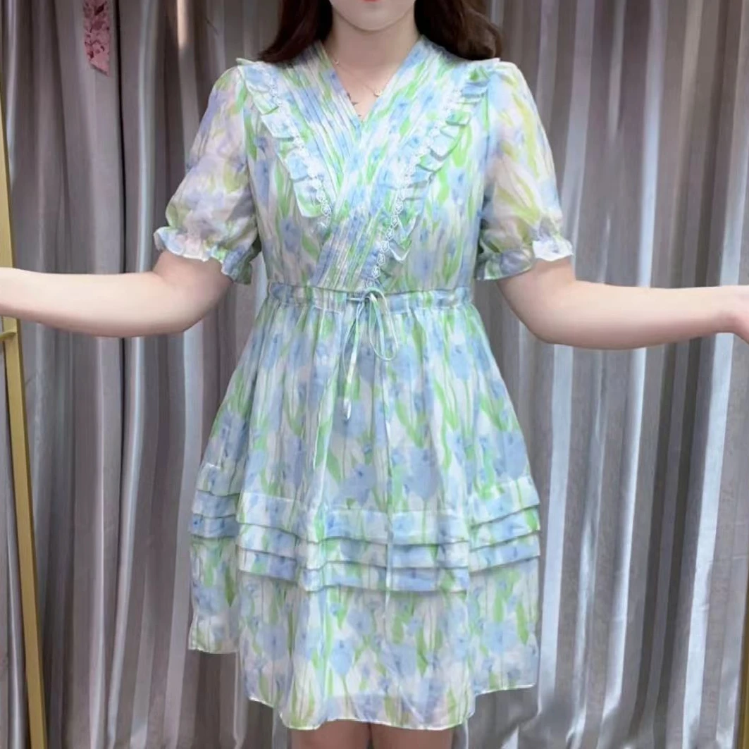 夏季新款清新减龄碎花连衣裙