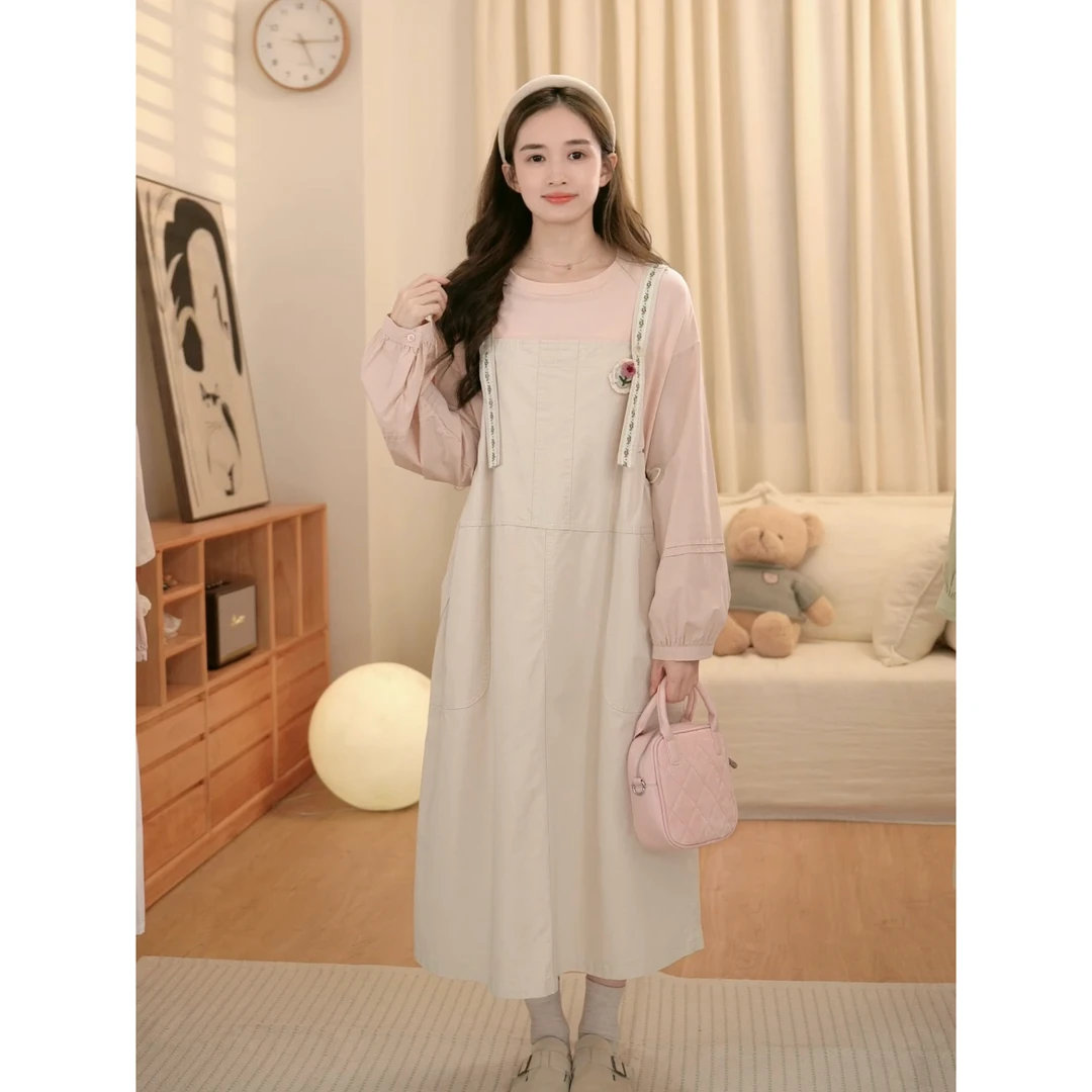 【少女限定】特色刺绣连衣裙春夏新款背带裙纯色背心裙甜美小清新