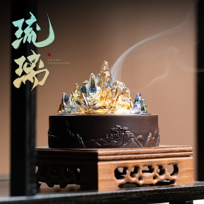 【憬鸿】复古琉璃博山炉香篆炉檀香盘香炉茶道摆件精美伴手礼