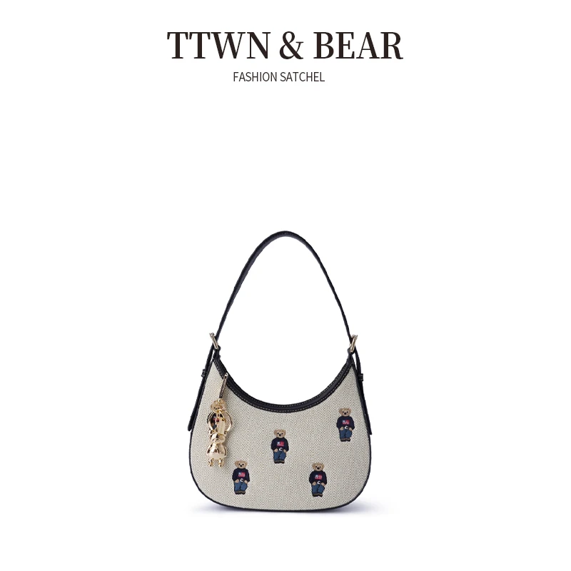 TTWNBEAR天天维尼熊小熊帆布刺绣腋下包包女款单肩斜挎包TN-3225