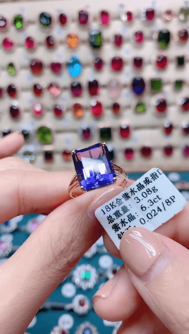 【闪购商品】紫晶18K金戒指18K金镶嵌1