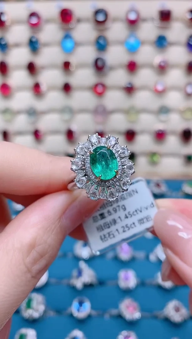 【闪购商品】祖母绿18K金戒指18K金镶嵌1