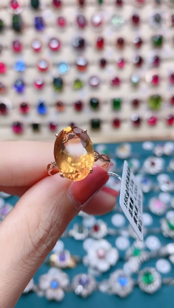 【闪购商品】黄晶18K金戒指18K金镶嵌1