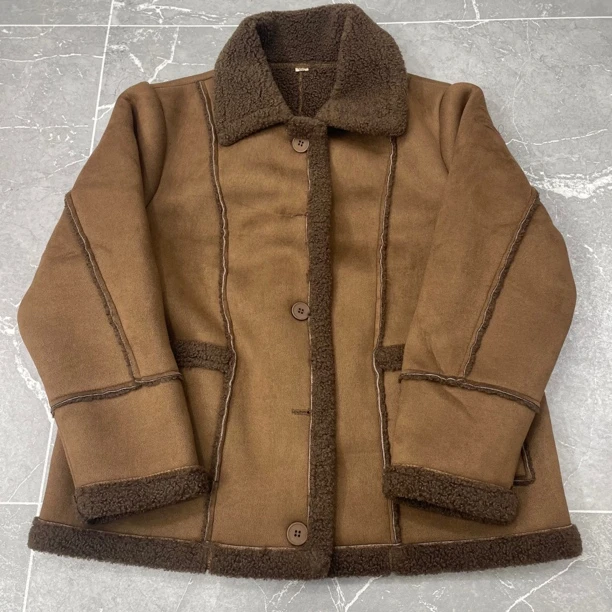 羊羔毛加厚外套女皮毛一体保暖时尚妈妈装