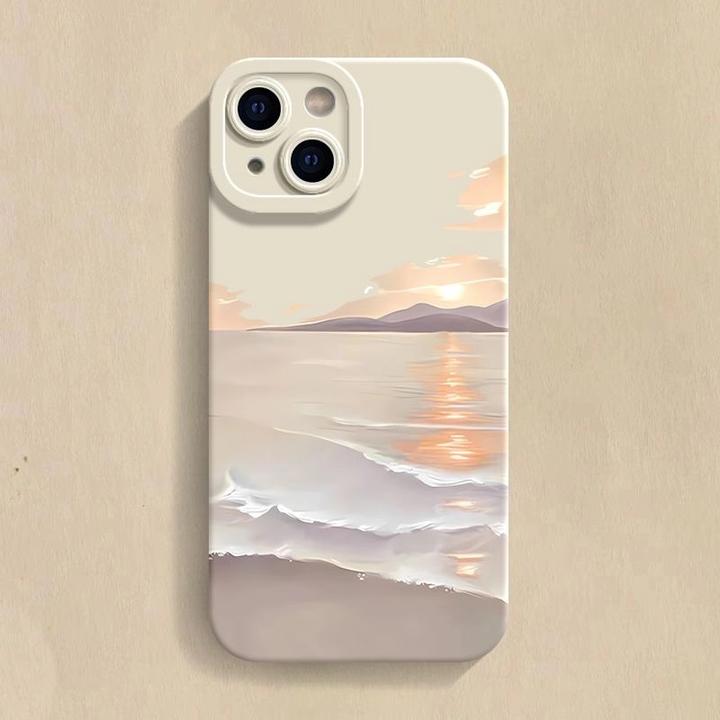 落日沙滩手机壳苹果适用于iphone14promax/简约13/12软7/8P全包xs