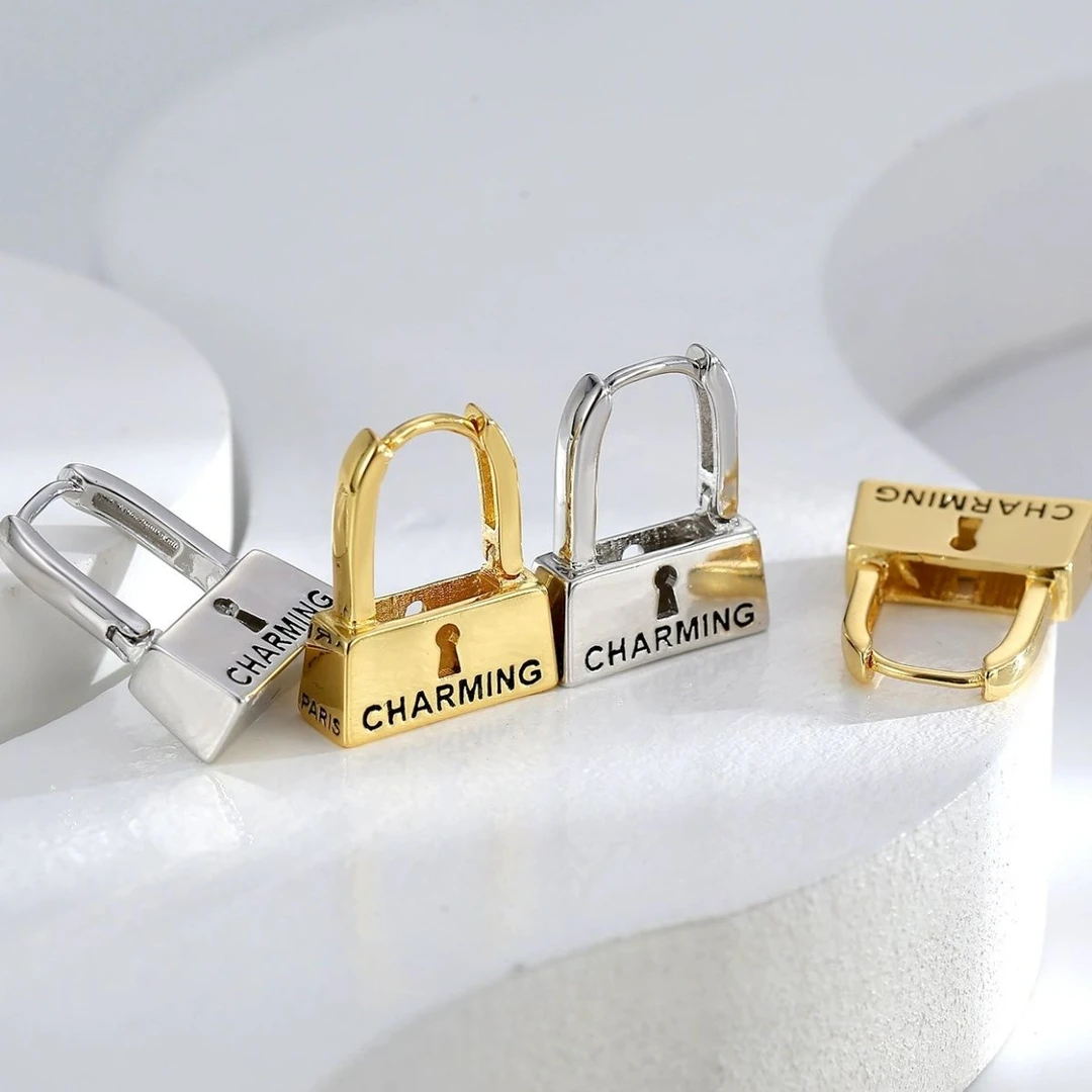 合金耳饰 小饰品耳饰 高级感法式创意锁头耳扣小众韩版耳钉