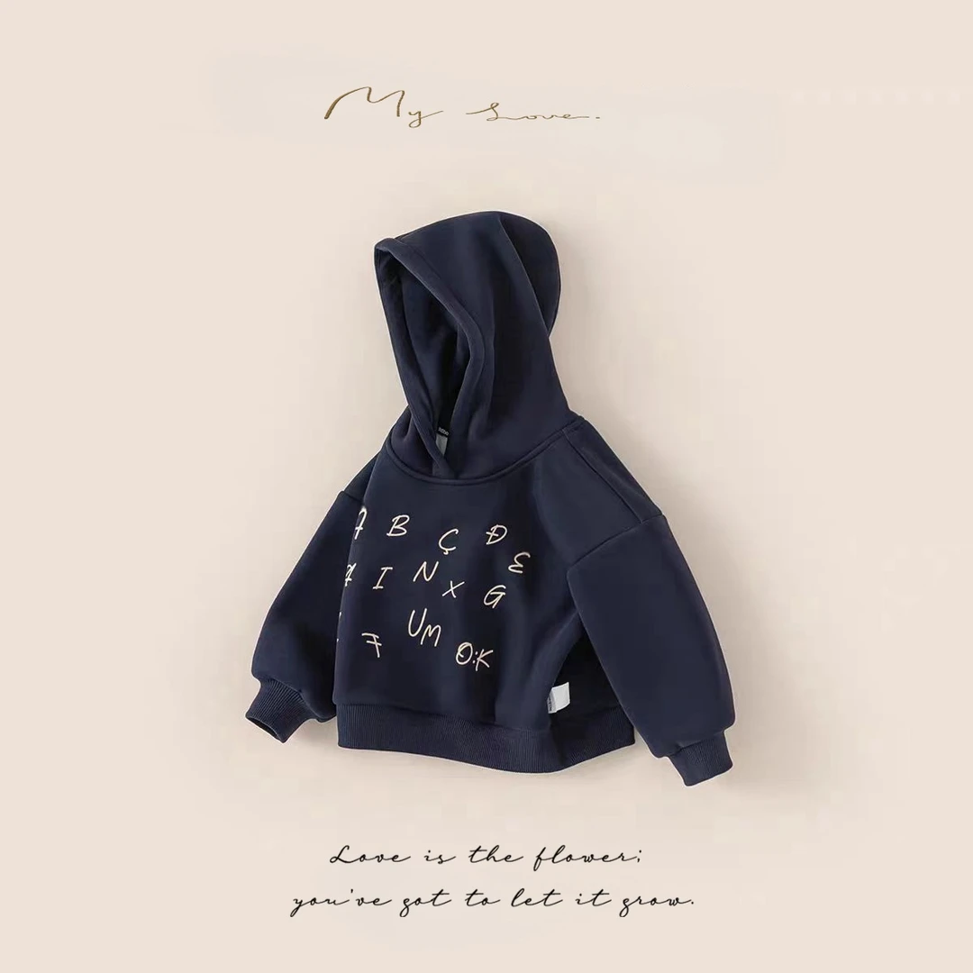 男童卫衣加绒女童上衣秋冬款宝宝加厚衣服儿童冬装2024新款童装潮