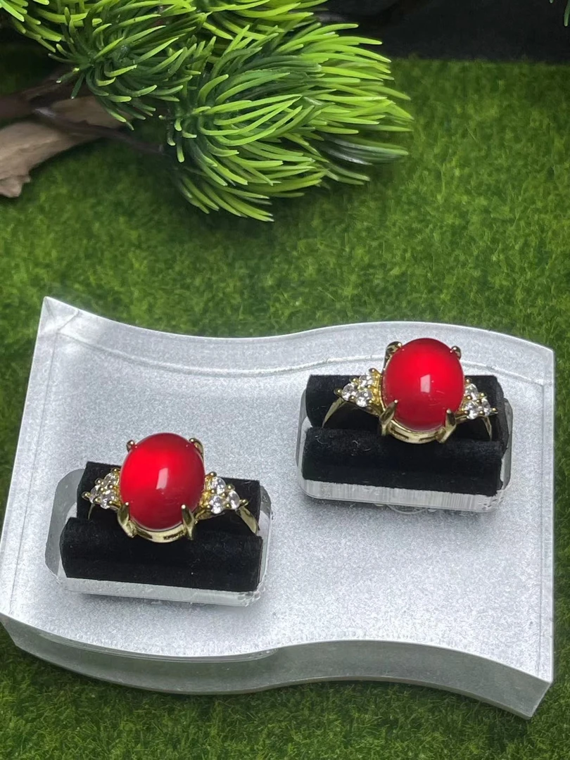 ST6271-深海红瑚阿卡红玛瑙戒指-活口-多样性只发一件