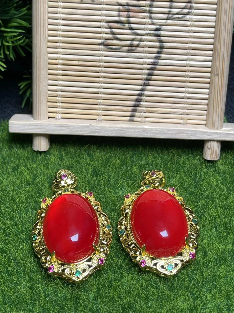 ST6669【福嘟嘟】烈焰金瞳玛瑙红蛋面吊坠-配链-多样性只发一件