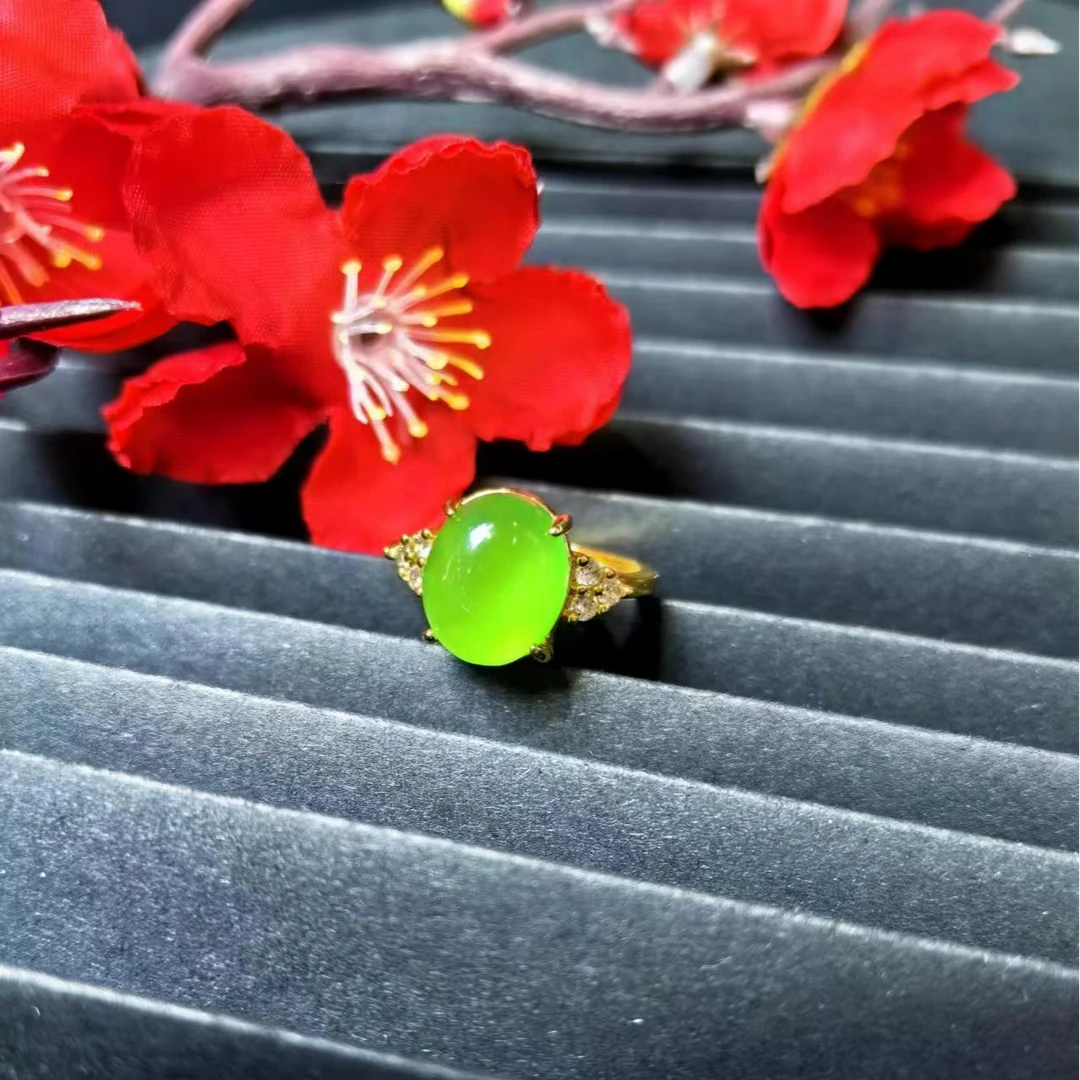 ST1655-秦紫玉绿玛瑙玉戒指-活口-送礼佳品