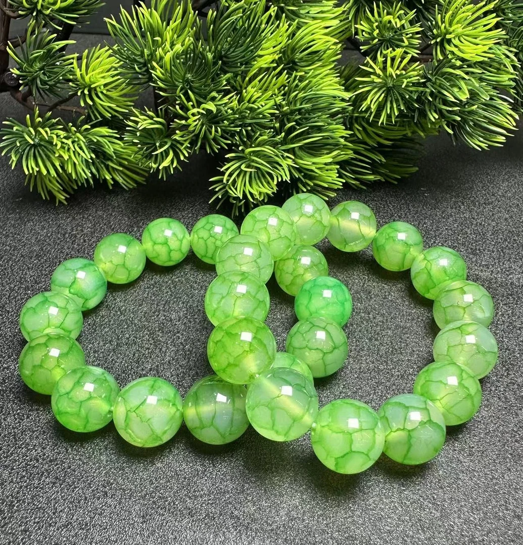 S1845【福嘟嘟珠宝】精品空青玛瑙玉绿手串-送礼佳品-多样性发一件