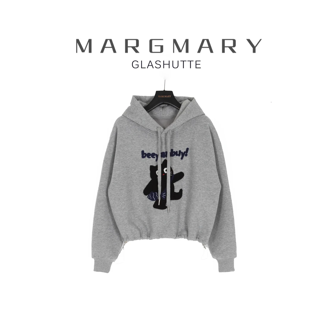 2024冬季设计师新款毛巾绣休闲时尚百搭潮流显瘦连帽卫衣