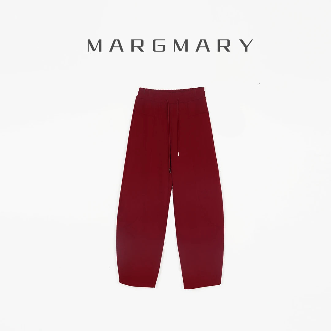 秋季新款纯色时尚复古设计师高腰宽松显瘦百搭弯刀裤