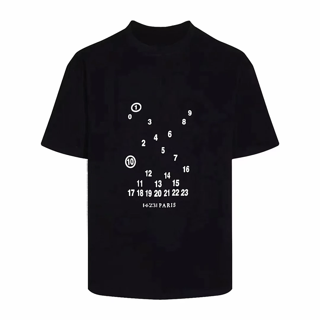 1423【MM必入T】黑色短款字母印花正肩T恤 - Q