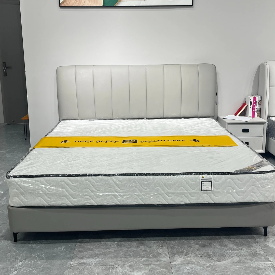 【袁姐专属链接】现代轻奢真皮床简约主卧双人床婚床软包床   54号