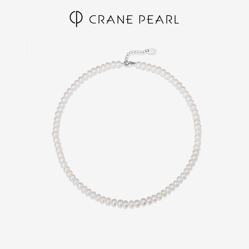 【店铺专属】蔻润 含萱 淡水珍珠项链女白色扁圆馒头形