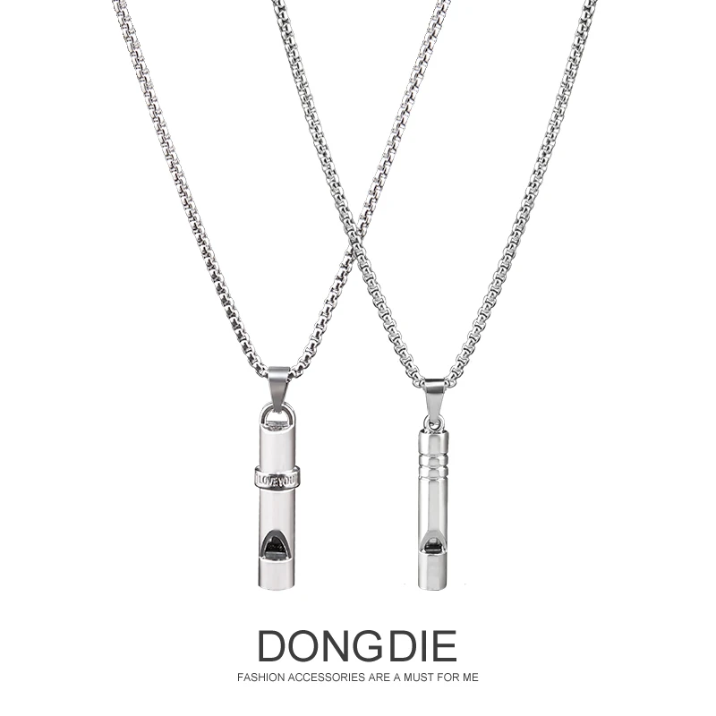 钛钢项链 可吹声口哨项链钛钢男女土酷蹦迪文艺配饰情侣吊坠个性