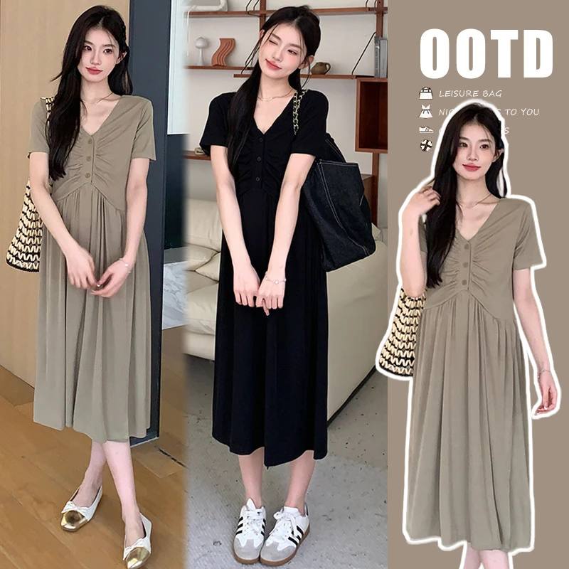 孕妇装夏装时尚纯棉舒适面料可哺乳气质显瘦大码夏季宽松遮肚裙子