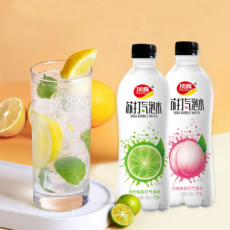 顶真白桃味青柠味苏打气泡水480ml*5瓶