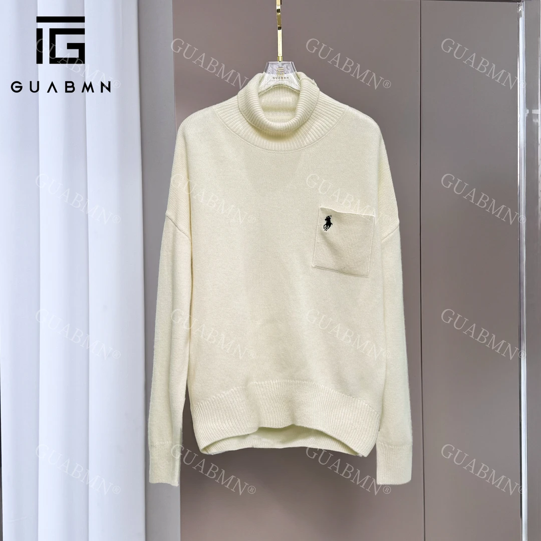GUABMN2024秋冬新款纯色慵懒风高领复古针织套头衫3757