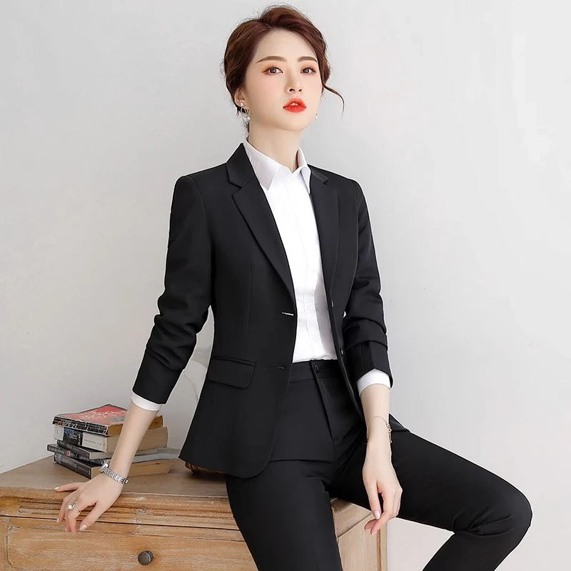 秋冬款职业装女时尚套装公务员面试正装气质大学生西服酒店工作服