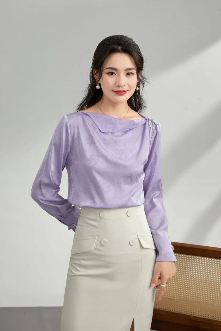 轻奢气质花萝衬衫修身设计感小众上衣女