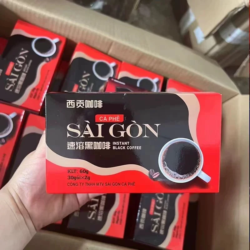 越南西贡二合一黑咖啡进口速溶咖啡粉2g*30包独立包装