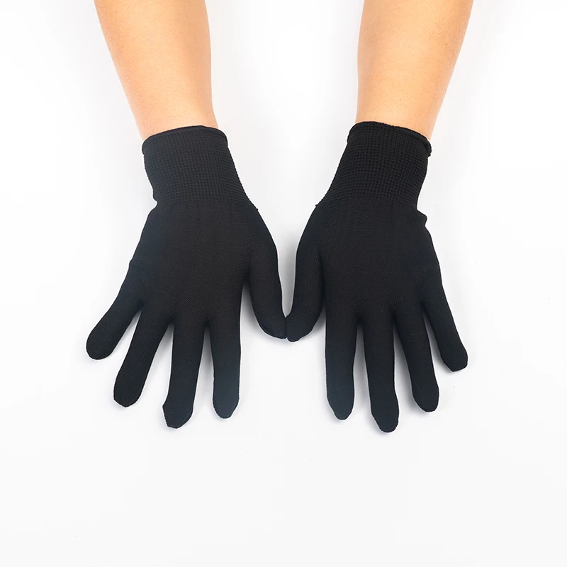 全黑尼龙高弹手套舒适透气贴手日常家用农活搬运