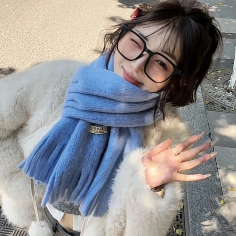 围巾女冬季百搭纯色软糯仿羊绒韩版披肩秋冬加厚保暖针织围脖潮