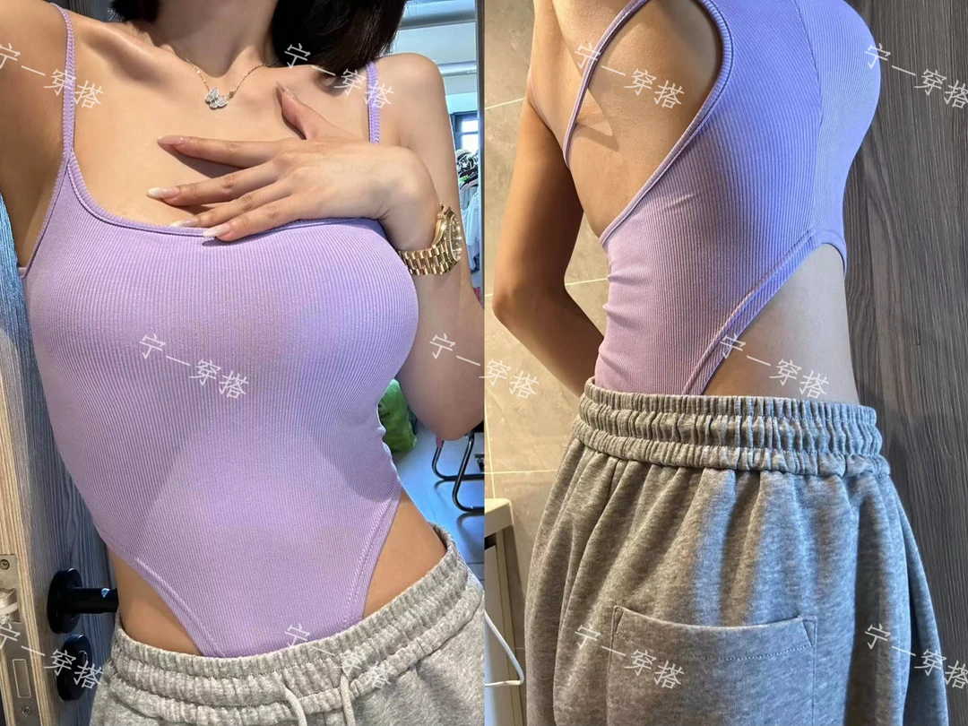 NY9992 挂挡吊带小心机辣妹性感风背心修身显瘦宁一带胸垫内搭