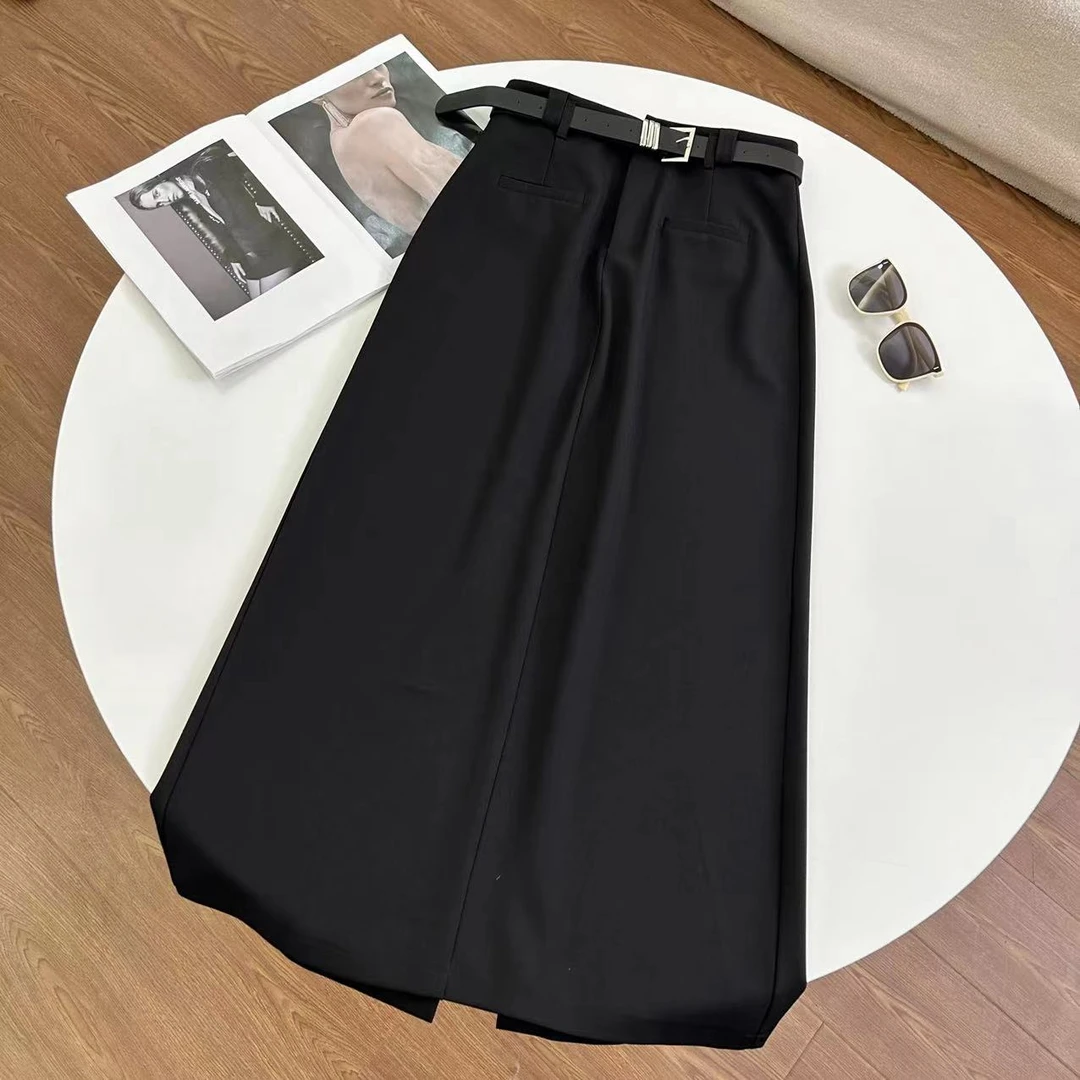N045A  简约通勤包臀后开叉西装一步裙长裙半身裙（卡码拍大）