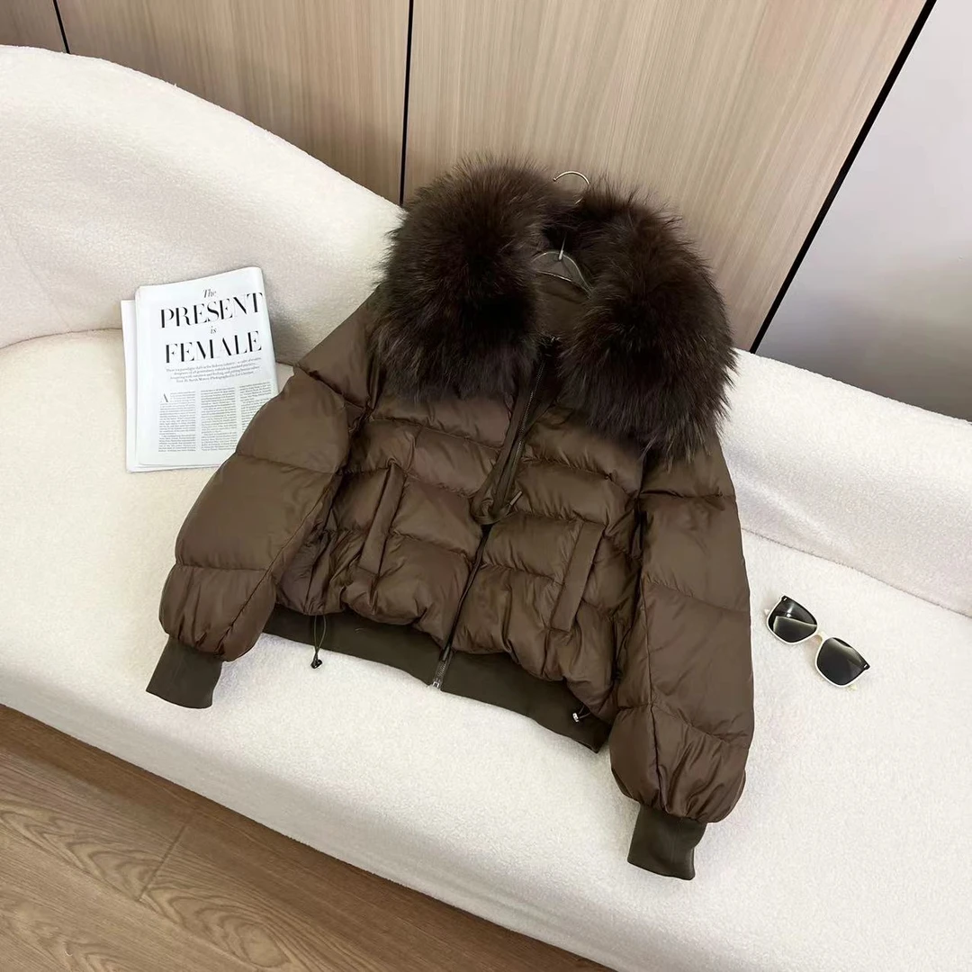 YQ  N2432  可拆卸毛领抽绳蝙蝠袖罗纹收口短款棉服  （卡码拍大）