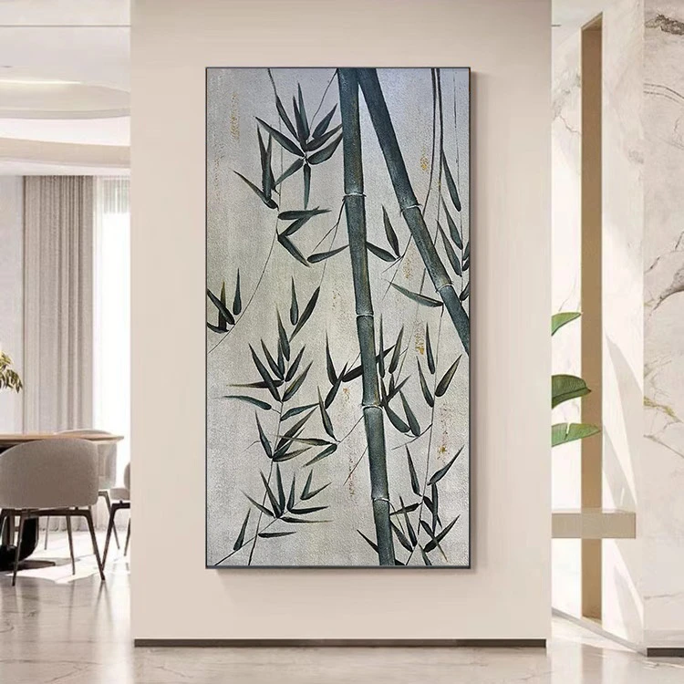 【节节高升】玄关挂画现代简约油画客厅装饰画山水落地壁画手绘