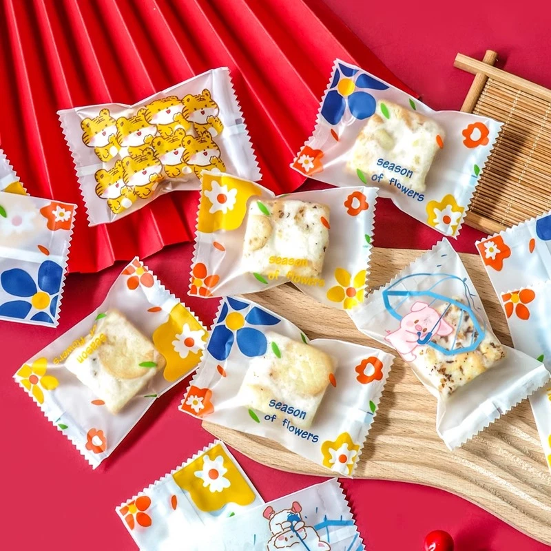 彩虹透明机封袋阿胶糕饼干糖果烘焙食品包装袋精致小袋子定制