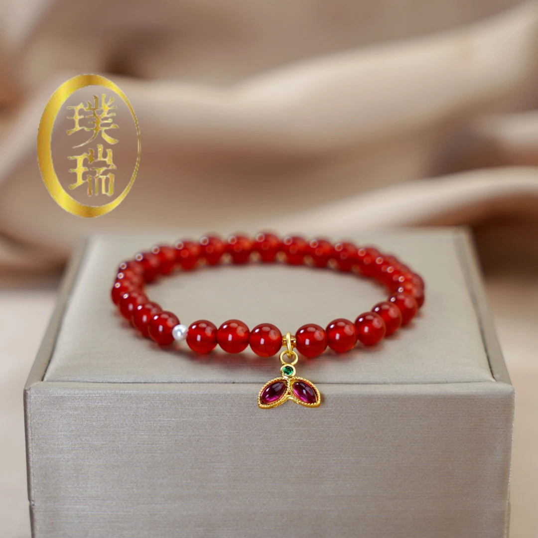 天然红玛瑙单圈玛瑙鱼尾手链 多样性发一 SL280