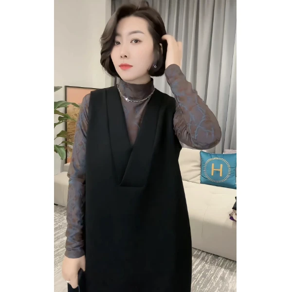 简约百搭无袖连衣裙时尚春季新款宽松显瘦衣服韩版中长款马甲裙女