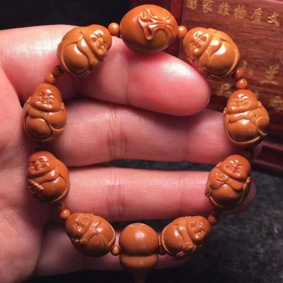 胡小兰八宝小弥勒1.2橄榄核雕手串